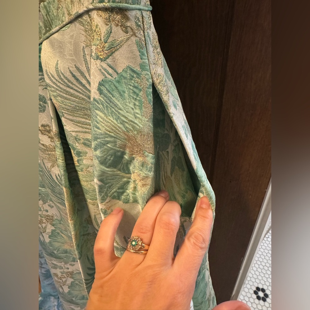 Mac Duggal Green Floral Brocade gown - 14 - Picture 9 of 13